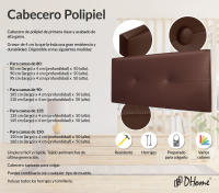 DHOME Cabecero de Polipiel o Tela AQUALINE Pro cabeceros Cabezal tapizado Cama Lujo (Chocolate Polipiel) - details 1