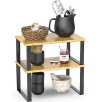 MAXHOME-Juego de 2 Estantes para Especias, Organizador de Mostrador Expandible, Estante de armarios Apilable, Estante de almacenamiento de cocinaEstante Bambu X2   40 x19.5 x15.5 /40 x18.3x13.5 cm - details 0