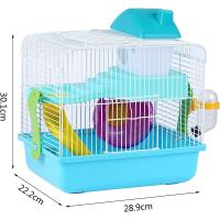 COTTECOTA-Jaula para Hámster Roborowski Jaula para Hámster 30.1*22.2*28.9cm Varios Colores a Escoger Jaula Azul Hámster Pequeña Bebedero Comedero Jaulas para roedores Chalé para Hámster Casa Hamster Accesorios Incluidos - details 0