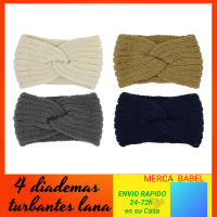 4 Diademas lana, Turbantes tejida de invierno, diadema de turbante de ganchillo, diadema trenzada,Mujer Invierno Diadema Cabeza Anchas Cabello Turbante Banda Accesorio Pelo - details 0
