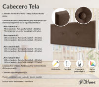 DHOME Cabecero de Polipiel o Tela Acualine Liso con Botones Tapizado Colores Cabezal Lujo Cama Dormitorio Moderno Acolchado (Marrón Tela) - details 1