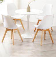 Mesa de comedor nórdica de redondo pata ancho comedor  para cocina, escritorio de estudio para el hogar,silla tulipán con patas de madera COMEDOR  mesa de centro de madera moderna, mesa Rectangular de oficina y conferencia, 60 70 80CM - details 0