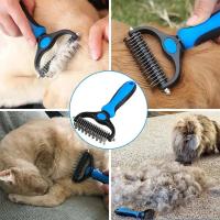 Herramienta de limpieza de aseo de mascotas 2 en 1, peine de depilación con nudo abierto para gatos y perros, cepillo de mascotas - details 6