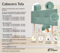 DHOME Cabecero de Polipiel o Tela AQUALINE Pro cabeceros Cabezal tapizado Cama Lujo (Verde Agua Tela) - details 7