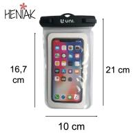 Funda bolsa impermeable acuática sumergible para movil Universal 10x16.7 cm, negra funda telefono smarphone negro y transparente sumergible verano playa piscina deportes nieve - details 0