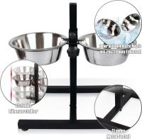 COTTECOTA-Comederos Bebedero para Perros 3 Tamaño Elegir Acero Inoxidable con Pie Soporte Juego de Cuencos Elevados Altura Ajustable Comedero Doble para Perros y Gatos, Plateado Altura Ajustable, Soporte Resistente con pies Antideslizante - details 4