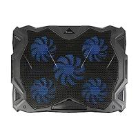UNYKach Base de Refrigeración Portátil 19″ Candy C500 con Cinco Ventiladores LED Azules Ajustable de Velocidad Pies Plegables para Elevar La Superficie en 5 Posiciones y 2 Puertos USB. - details 1