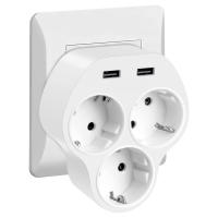 5 Puertos Ladron Enchufe con USB 4000W, Regletas Enchufes Plano Pared con 3 Tomas de CA y 2 USB Puertos, Adaptador Triple Enchufe Multiple Compatible con Móvil y Pad, Hogar, Cocina, Oficina y Viajes - details 6