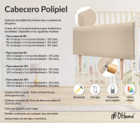 DHOME Cabecero de Polipiel o Tela AQUALINE Liso Cabeceros Cabezal Tapizado Cama Lujo (Beige Polipiel) - details 6