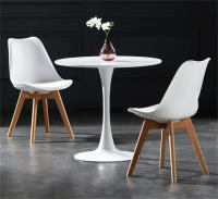 Juego de 6 sillas tulipán con patas de madera, mueble estilo nórdico medieval, con asiento acolchado de cuero sintético, para escritorio, comedor, dormitorio, balcón o restaurante BAR hosteleria, OFICINA Mesa de comedor nórdica cocina - details 9