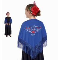 Mantón de Manila bordado de flor colores liso para mujer niña, Manton de Flamenco para el Vestido de Feria, Sevillana o Flamenca Color Negro Rojo Blanco Rosa Azul - details 10