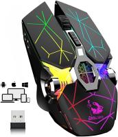 Raton inalámbrico para juegos con retroiluminación LED silenciosa 2400DPI ratón ergonómico óptico USB Recargable para computadora portátil PC computadora.Ratón para Juegos, Gaming Inalámbrico ratón para PC, 2400 dpi - details 0
