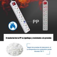 Alargador de enchufe de 1,5 m, 3m y 5m con interruptor, Extensiones de enchufes europeo para cable eléctrico, ladrones para enchufar, Alargaderas de Regletas, luz indicadora, protectora de seguridad, blanco, Max.3680W - details 5