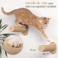 WANEKA Hamaca Gato Cama Pared Colgante Regalo Gatuno Escalera Accesorios Gatos Escalera Madera Sisal Madera Natural Cuerda y algodón Pared Escalada - details 6