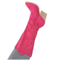Botines Cowboy Mujer en Rosa Fucsia Azul Beige Caña Alta Calada Primavera Verano Tacón Medio Ancho Cómodos camperos modernas - details 5