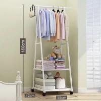 Perchero colorido de pie para colgar ropa y cosas, estante de almacenamiento con ruedas, muebles de dormitorio de estilo Simple - details 3