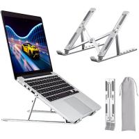 KROWN - Soporte Ordenador Portátil Aluminio Plegable, Soporte para Ordenador Portátil Mesa Altura Ajustable, Laptop Stand para PC Escritorio Compatible con Tablet MacBook Air Pro, ASUS HP Surface Lenovo 5-15,6", Color Plateado - details 0