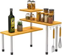 GREATOOL Estante de Bambú en Armario de Cocina,39x43x18cm, Organizador Extensible Apilable en Armario, Estante Esquinera para Cocina - details 0