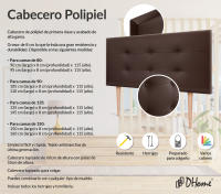 DHOME Cabecero Capitone Tapizado Polipiel o Tela Acualine con 8cm de Grosor Cabezales de Cama Acolchado Capitoné Cabeceros de Cama (Chocolate Polipiel) - details 7