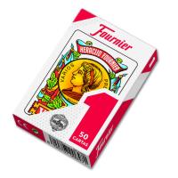 Fournier Baraja española de 50 cartas Modelo número 1 Reverso rojo o azul Resistencia y durabilidad Alta calidad Deslizamiento perfecto Ideal para jugar al chinchón guiñote o solitarios Con 8 9 y dos comodines - details 0