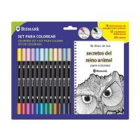 LIBRO MANDALAS ANIMALES + 12 ROTULADORES SURTIDOS BISMARK - details 0