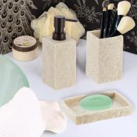 Vaso Jabonera Dispensador de Jabon y Escobillero Efecto Piedra Para Baño Aseo WC Tendance - details 2