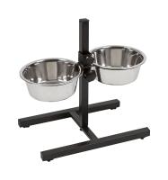 COTTECOTA-Comederos Bebedero para Perros 3 Tamaño Elegir Acero Inoxidable con Pie Soporte Juego de Cuencos Elevados Altura Ajustable Comedero Doble para Perros y Gatos, Plateado Altura Ajustable, Soporte Resistente con pies Antideslizante - details 0