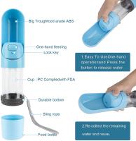 Bebedero de agua portátil para perro, cuencos para beber, dispensador de botella para alimentación de mascotas, alimentador para perros al Pasear, 300ml + 100ml ROSA - details 1