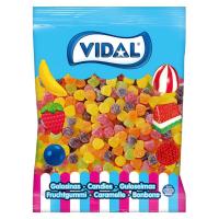 Vidal Gomitas de azúcar en bolsa de 1 Kg - Todo un clásico en golosinas de diferentes colores y sabores a limón, plátano, naranja, manzana, fresa, frambuesa y con una deliciosa cobertura de azúcar - Sin gluten y sin grasa - details 0