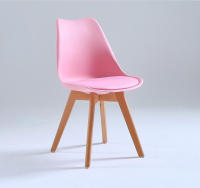 Juego de 6 sillas tulipán con patas de madera, mueble estilo nórdico medieval, con asiento acolchado de cuero sintético, para escritorio, comedor, dormitorio, balcón o restaurante BAR hosteleria, OFICINA Mesa de comedor nórdica cocina - details 3