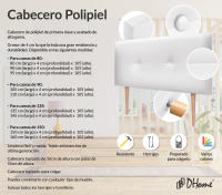 DHOME Cabecero de Polipiel o Tela AQUALINE Pro cabeceros Cabezal tapizado Cama Lujo (Blanco Polipiel) - details 7
