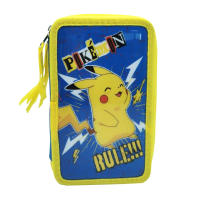 Plumier Pokemon Triple Estuche Pikachu para Niños de 20cm, Relleno de Material Escolar 39 piezas, Regalo Cumpleaños, Navidad, Reyes - details 0