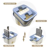 Fregona plana con almohadillas de microfibra y cubo para escurrirla, Limpieza de suelo, uso húmedo o seco en baldosas laminadas de madera dura，envio desde España - details 0