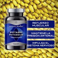 Vit Ol Amin POTASIO 180 Сomprimidos Vegetarianos  Potasio puro de alta potencia 379 mg  Contribuye a la función muscular normal y mejora la calidad de trabajo de los músculos, es un mineral ideal para deportistas. Sin gluten, sin lactosa, Vegano. - details 0