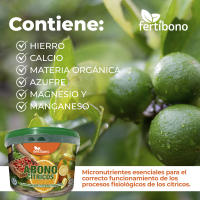FERTIBONO Abono Citricos, 20-5-10 con Hierro, Calcio, Materia Orgánica, Azufre, Magnesio y Manganeso - (2Kg) - Estimula el Crecimiento y Fortalecimiento de las Raíces de tus Cítricos - details 1