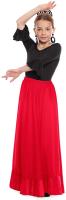 Falda Flamenco Mujer Niña Español, Falda Ensayo Flamenco Negro Rojo Volante Simple Volante Doble, Falda Baile Español Para Clase Feria Fiesta - details 6