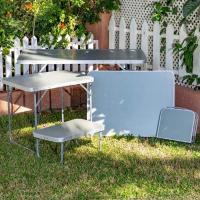 GREATOOL Mesa de Camping Plegable de Acero 80x60x70cm, madera MDF, estructura de acero - details 6