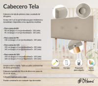 DHOME Cabecero de Polipiel o Tela Acualine Liso con Botones Tapizado Colores Cabezal Lujo Cama Dormitorio Moderno Acolchado (Beige Tela) - details 7