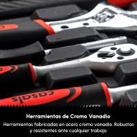Casals - Caja de herramientas HH303 con 303 piezas, Maletín de plástico duro, bricolaje, reparaciones, brocas, llave inglesa, llaves de vaso, allen, destornilladores, alicates, metro, martillo y accesorios - details 4