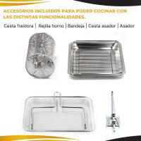 Freidora de aire, Horno sobremesa multifuncional, tostador, Dual Cook, Pantalla táctil, 1500W, Capacidad 16 Litros, regulable hasta los 230°, temporizador de hasta 2 horas, 9 recetas disponibles, accesorios incluidos - details 2