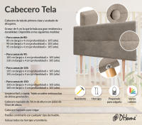 DHOME Cabecero de Polipiel o Tela AQUALINE Pro cabeceros Cabezal tapizado Cama Lujo (Tierra Tela) - details 7