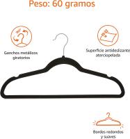 GREATOOL Perchas de terciopelo , 43,5 cm de Largo, Finas, de Gran Capacidad de Carga, con Ganchos Giratorios de 360°, para Camisas de Abrigo Completas, Negro, Pack 8 / 24 / 40/ 80 Unidades - details 0