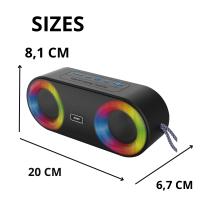 Ostark Altavoz inalambrico portátil resistente agua con luz LED de color, Hay volumen alto y graves potentes, IP65 Impermeable 3.7v 3000mAh, TF card, FM radio - details 0
