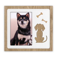 Zep Marco Portafotos en Madera para Fotos 10x15 con Decoración Perforada en Forma de Perro y Estampado de Fantasías Animales - details 0