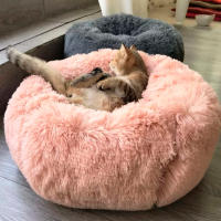 Cama Donut para Mascotas, Cesto Suave Felpa Piel Sintética Pelusa, Cómoda y Lavable, Cojín Mascotas Redondo Relajante - details 2
