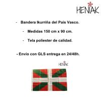 Bandera Ikurriña Pais Vasco euskadi grande 150 cm x 90 cm tela polister Heniak Store estandarte rojo verde blanco - details 1