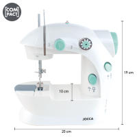 Máquina de coser Jocca con diseño compacto, ligero y portátil, funciona a pilas o conectada a la corriente. Incluye pedal y adaptador. Puede seleccionarlo con o sin kit de costura. - details 0