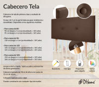 DHOME Cabecero de Polipiel o Tela Acualine Liso con Botones Tapizado Colores Cabezal Lujo Cama Dormitorio Moderno Acolchado (Marrón Tela) - details 7