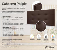 DHOME Cabecero Capitone Tapizado Polipiel o Tela Acualine con 8cm de Grosor Cabezales de Cama Acolchado Capitoné Cabeceros de Cama (Chocolate Polipiel) - details 1