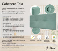 DHOME Cabecero de Polipiel o Tela AQUALINE Pro cabeceros Cabezal tapizado Cama Lujo (Verde Agua Tela) - details 1